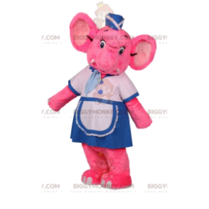 BIGGYMONKEY™ Mascot Costume Pink Elephant Waitress Outfit -
