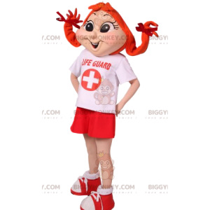 Pippi Longstocking BIGGYMONKEY™ Mascot Costume in Lifeguard