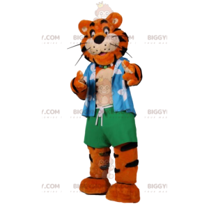 Tiger BIGGYMONKEY™ Mascot Costume In Beachwear - Biggymonkey.com