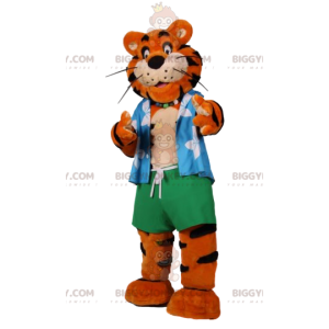 Στολή μασκότ Tiger BIGGYMONKEY™ με ρούχα παραλίας -