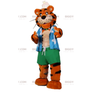 Tiger BIGGYMONKEY™ maskotkostyme i strandtøy - Tiger maskoter - BIGGYMONKEY_011838 - BiggyMonkey.com