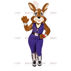 BIGGYMONKEY™ Sexy Bunny Mascot Costume In Purple Jumpsuit –