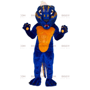 Fierce Blue and Yellow Leopard BIGGYMONKEY™ Mascot Costume -