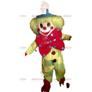 BIGGYMONKEY™ Maskotdräkt Gul clown med stor röd rosett -