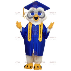 Kostým BIGGYMONKEY™ obří šedo-bílé sovy maskota ve studentském