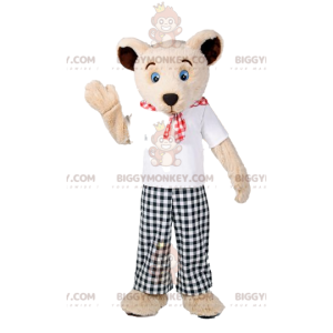Traje de mascote de urso BIGGYMONKEY™ com calças de guingão