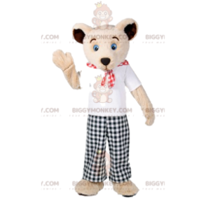 Traje de mascote de urso BIGGYMONKEY™ com calças de guingão