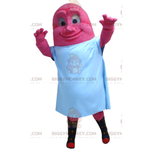 BIGGYMONKEY™ Rosa Monster Rosa snögubbemaskotdräkt med vitt tyg
