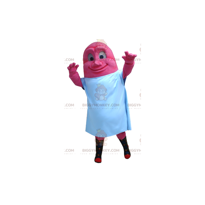 Στολή μασκότ BIGGYMONKEY™ Pink Monster Pink Snowman με λευκό πανί - Αρσενικές μασκότ - BIGGYMONKEY_01370 - BiggyMonkey.com