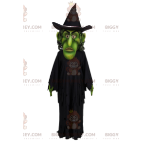 Groene tovenaar BIGGYMONKEY™ mascottekostuum met cape en zwarte