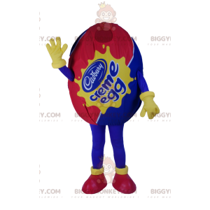 Chocolate Egg BIGGYMONKEY™ maskottiasu, sininen ja punainen väri - Ruoan maskotti - BIGGYMONKEY_011854 - BiggyMonkey.com