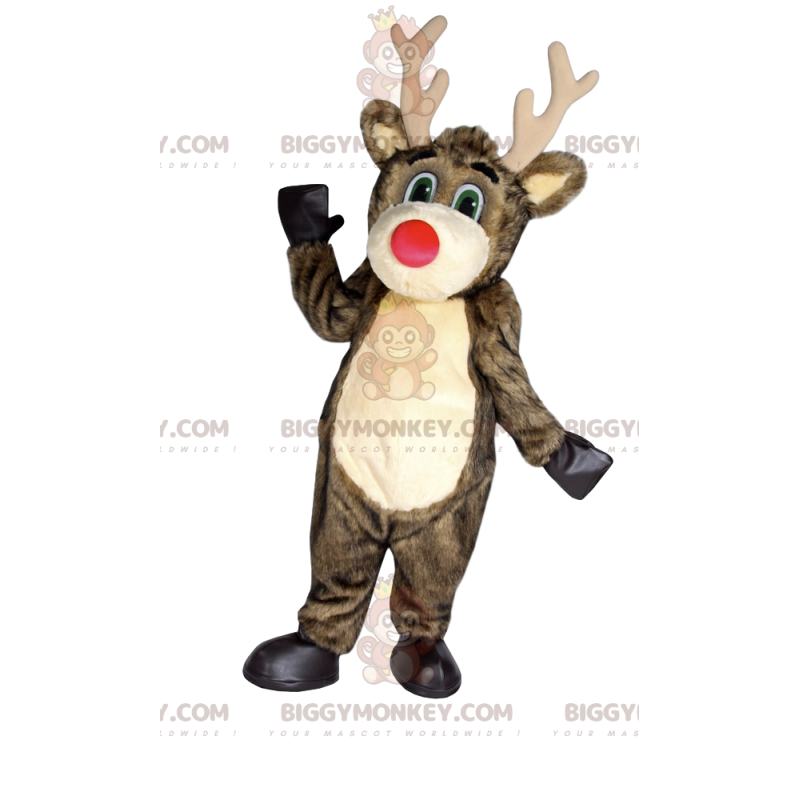 BIGGYMONKEY™ Big Red Nose Brown Reindeer Mascot Costume -