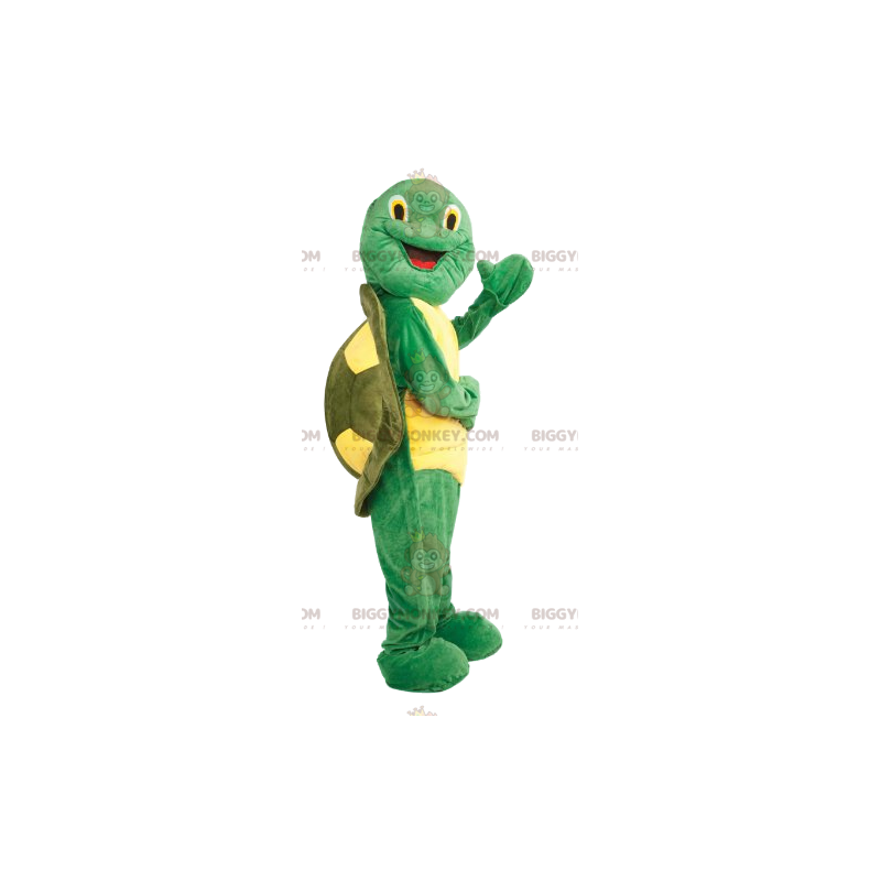 Super Cheerful Yellow and Green Turtle BIGGYMONKEY™ Mascot