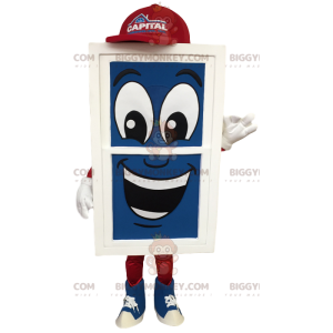 Blauw, wit en rood reuzenvenster BIGGYMONKEY™ mascottekostuum -