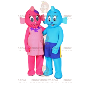 To BIGGYMONKEY™s rosa og blå Fishman-maskot
