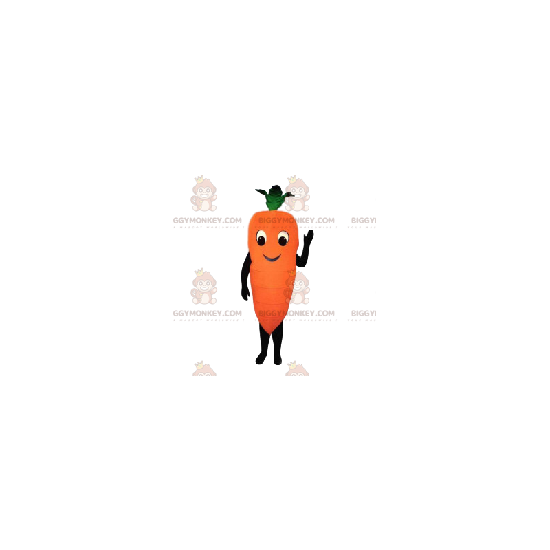 Costume da mascotte BIGGYMONKEY™ con carota sorridente gigante Costume da mascotte BIGGYMONKEY™ con carota sorridente gigante