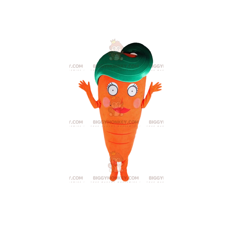 Flirtatious and quirky carrot BIGGYMONKEY™ mascot costume -