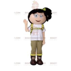 Στολή μασκότ BIGGYMONKEY™ Little Adventure Girl με σακίδιο πλάτης - Μασκότ για αγόρια και κορίτσια - BiggyMonkey.com