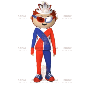 Costume da mascotte da ciclista BIGGYMONKEY™ in abito rosso e