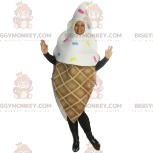 BIGGYMONKEY™ Vanilla Ice Cream Cone Mascot Costume and