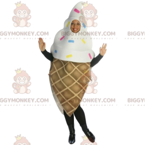 Kostým a dekorace maskota BIGGYMONKEY™ z kornoutu vanilkové