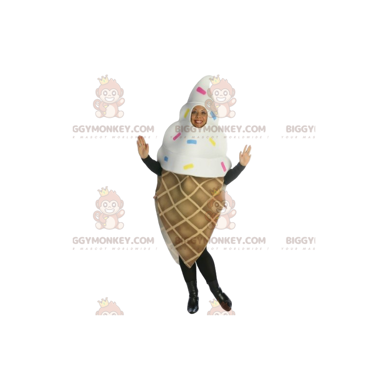 Costume de mascotte BIGGYMONKEY™ de cornet de glace à la Costume de mascotte BIGGYMONKEY™ de cornet de glace à la