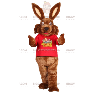 Costume de mascotte BIGGYMONKEY™ de lapin marron et son maillot