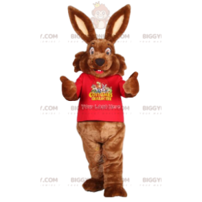 Brown Bunny BIGGYMONKEY™ Mascot Costume & Red Jersey -