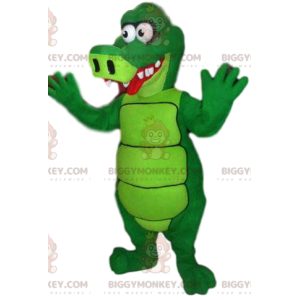 Divertido disfraz de mascota de aligátor verde neón