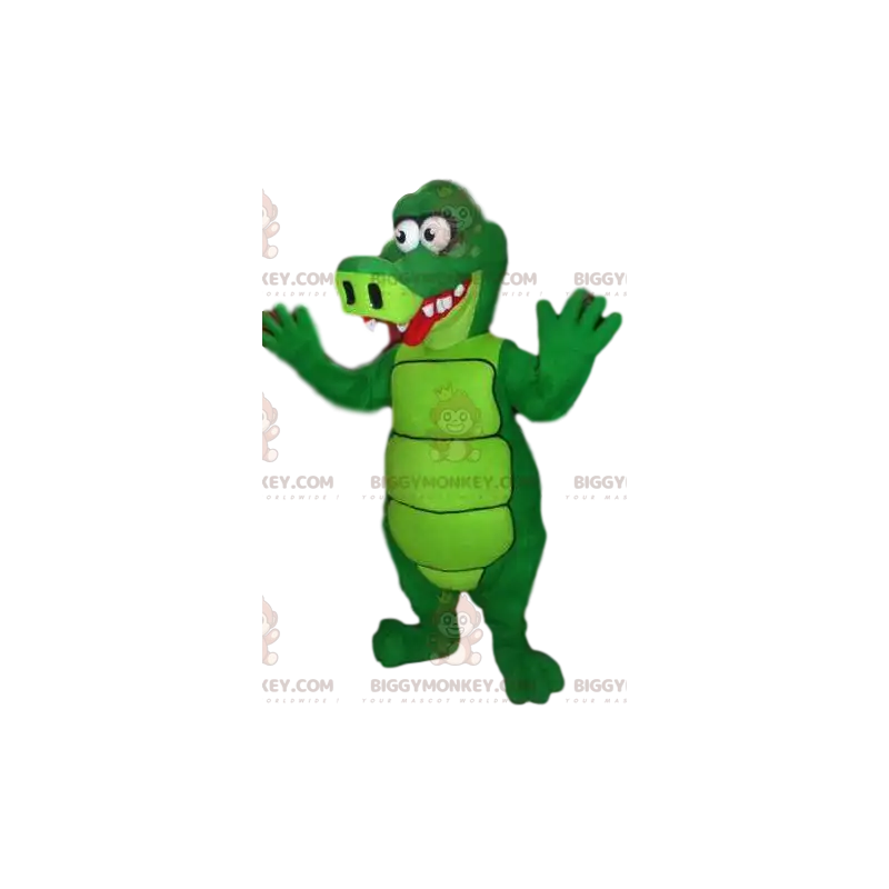 Rolig Neon Green Aligator BIGGYMONKEY™ maskotdräkt - Rolig Neon Green Aligator BIGGYMONKEY™ maskotdräkt -