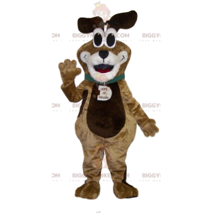 Meget sjov brun og hvid hund BIGGYMONKEY™ maskot kostume -