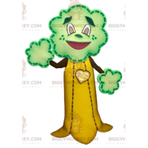 Traje de mascote de árvore gigante marrom amarelo verde