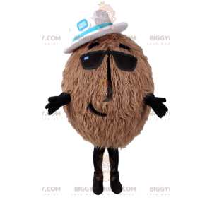Disfraz de mascota BIGGYMONKEY™ de coco con sombrero blanco -