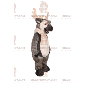 Disfraz de mascota BIGGYMONKEY™ de gran reno gris sonriente -