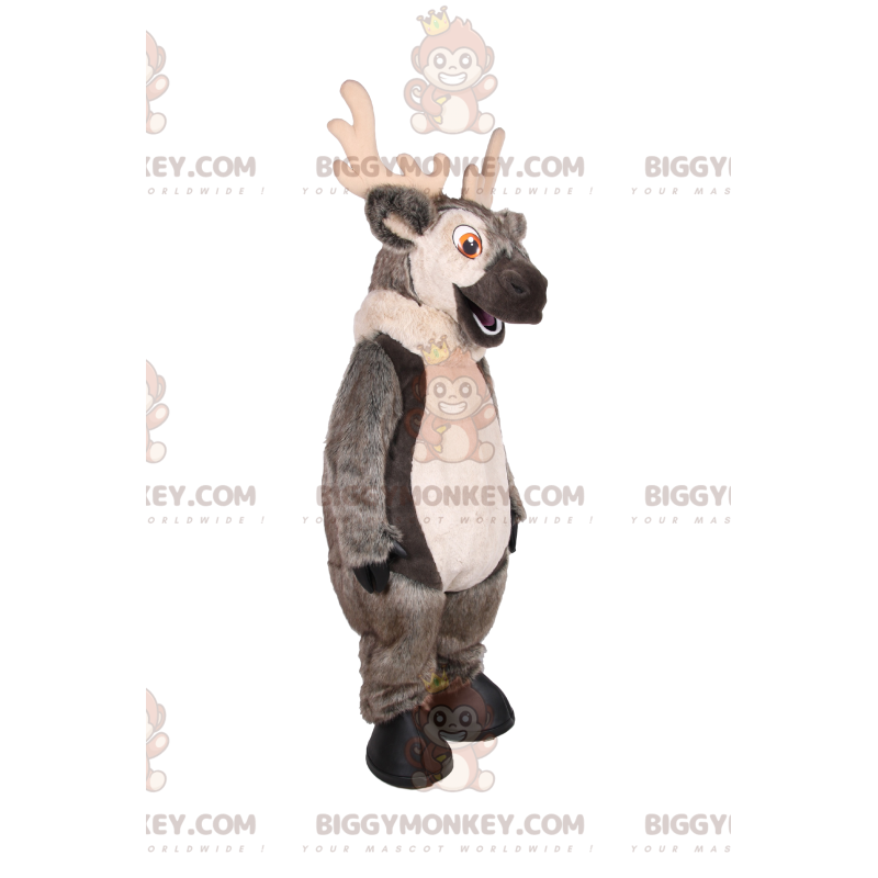 Disfraz de mascota BIGGYMONKEY™ de gran reno gris sonriente - Disfraz de mascota BIGGYMONKEY™ de gran reno gris sonriente -