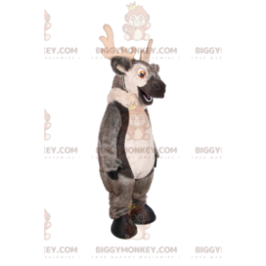  Costume da mascotte BIGGYMONKEY™ da grande renna grigia ghignante - Mascotte di cervi e daini - BiggyMonkey.com
