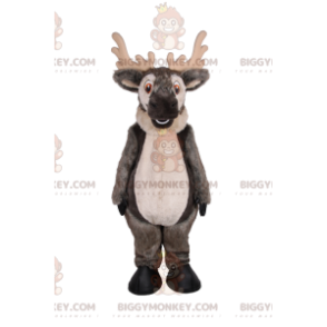 Big Grinning Gray Reindeer BIGGYMONKEY™ Mascot Costume -