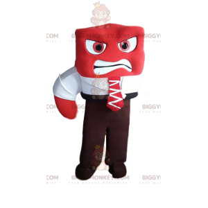 BIGGYMONKEY™ Mascot Costume Aggressive Red Man With Tie Suit -