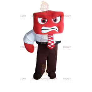 BIGGYMONKEY™ Mascot Costume Aggressive Red Man With Tie Suit -
