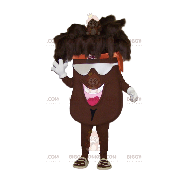 Traje de mascote gigante de feijão marrom BIGGYMONKEY™ com Traje de mascote gigante de feijão marrom BIGGYMONKEY™ com