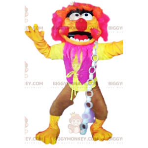 Costume de mascotte BIGGYMONKEY™ de monstre rose et jaune fluo