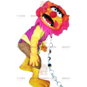 Monster BIGGYMONKEY™ Maskottchenkostüm in Neonpink und Gelb -