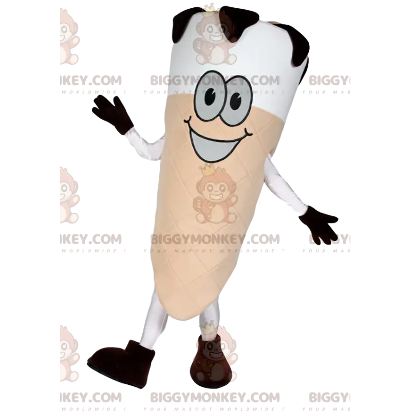 Disfraz de mascota de cono de helado blanco y negro Disfraz de mascota de cono de helado blanco y negro