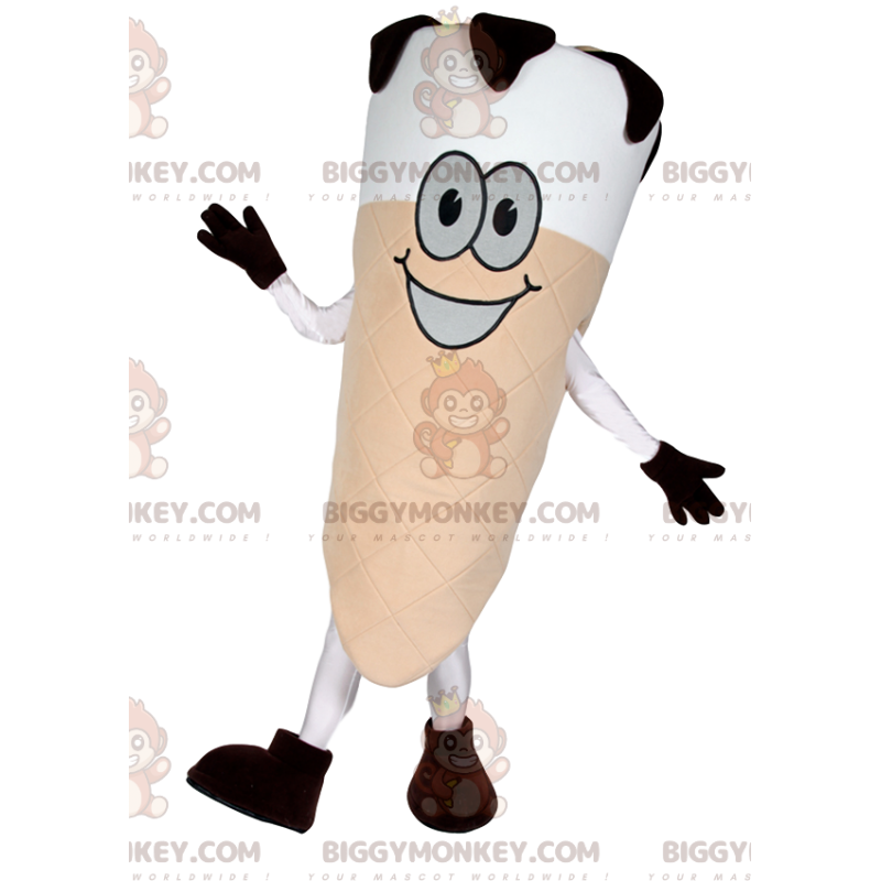 Valkoinen ja musta Ice Cream Cone BIGGYMONKEY™ maskottiasu - Ruoan maskotti - BIGGYMONKEY_011897 - BiggyMonkey.com
