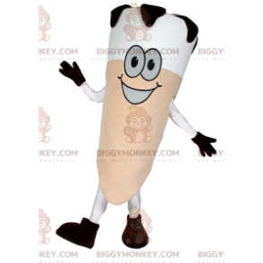 Valkoinen ja musta Ice Cream Cone BIGGYMONKEY™ maskottiasu - Ruoan maskotti - BIGGYMONKEY_011897 - BiggyMonkey.com