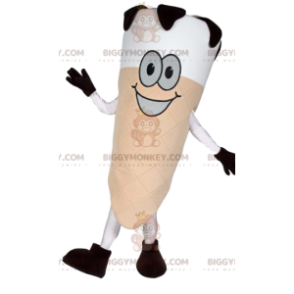 Valkoinen ja musta Ice Cream Cone BIGGYMONKEY™ maskottiasu - Ruoan maskotti - BIGGYMONKEY_011897 - BiggyMonkey.com