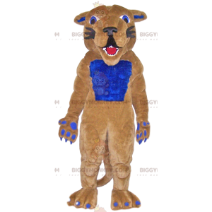 Smiling Beige and Blue Feline BIGGYMONKEY™ Mascot Costume -