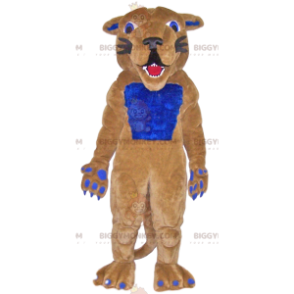 Smiling Beige and Blue Feline BIGGYMONKEY™ Mascot Costume -