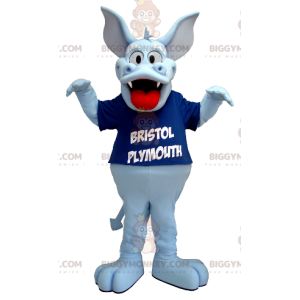 Costume de mascotte BIGGYMONKEY™ de dragon bleu clair mignon et