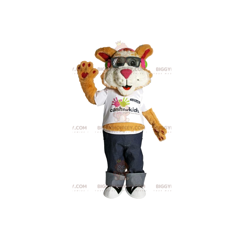 BIGGYMONKEY™ Costume da mascotte leone comico con occhiali da BIGGYMONKEY™ Costume da mascotte leone comico con occhiali da